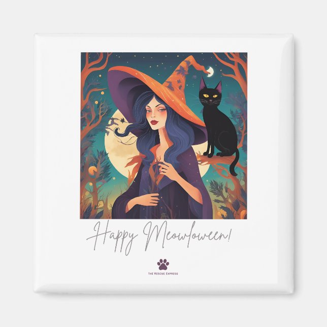 ¡Feliz Meowloween! Imán (Frente)