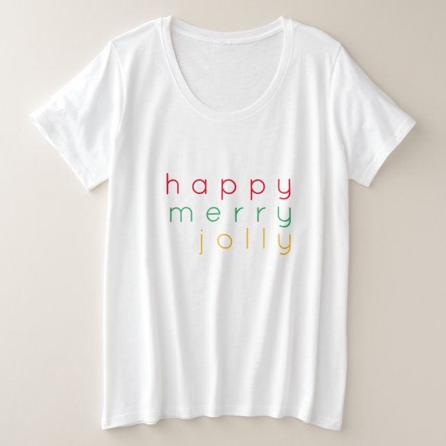 FELIZ MERRY JOLLY Camiseta Camiseta Femenina Plus  (Anverso del diseño)