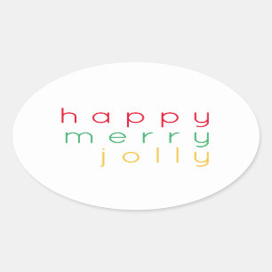 FELIZ MERRY JOLLY Oval Pegatinas