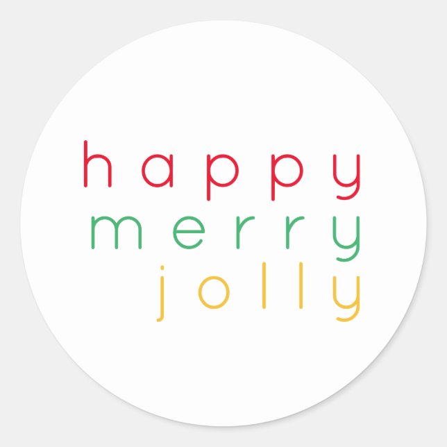 FELIZ MERRY JOLLY Pequeños Pegatinas Redondos (Anverso)