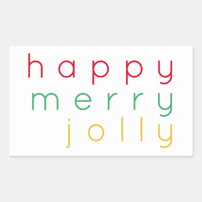FELIZ MERRY JOLLY Rectangle Pegatinas (Anverso)