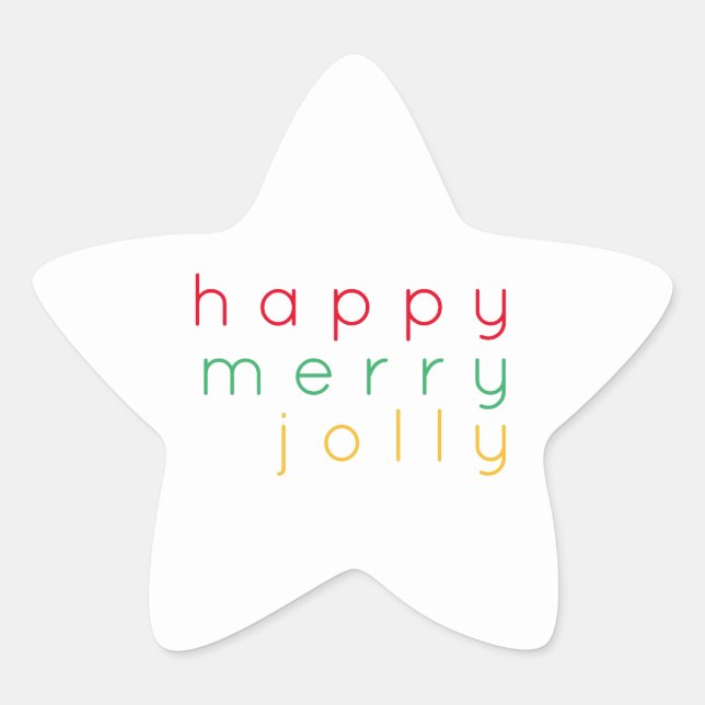 FELIZ MERRY JOLLY Star Pegatinas (Anverso)