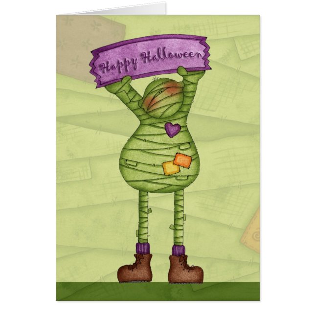 Feliz momia de Halloween - Tarjeta de saludo (Frente)