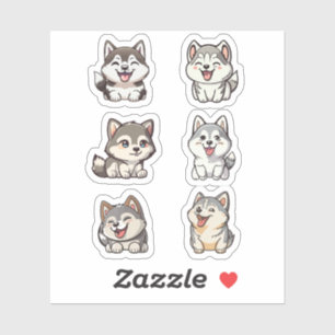 feliz mono pegatinas de perros huskies siberianos