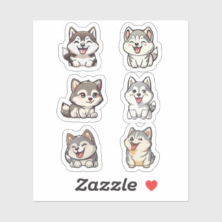 feliz mono pegatinas de perros huskies siberianos