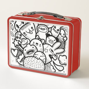 FELIZ MONSTRUO NOMBRE PERSONALIZADO ROJO Lunchbox 