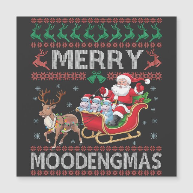 Feliz MooDengmas Moo Deng Navidad Hipopótamo Santa (Anverso)