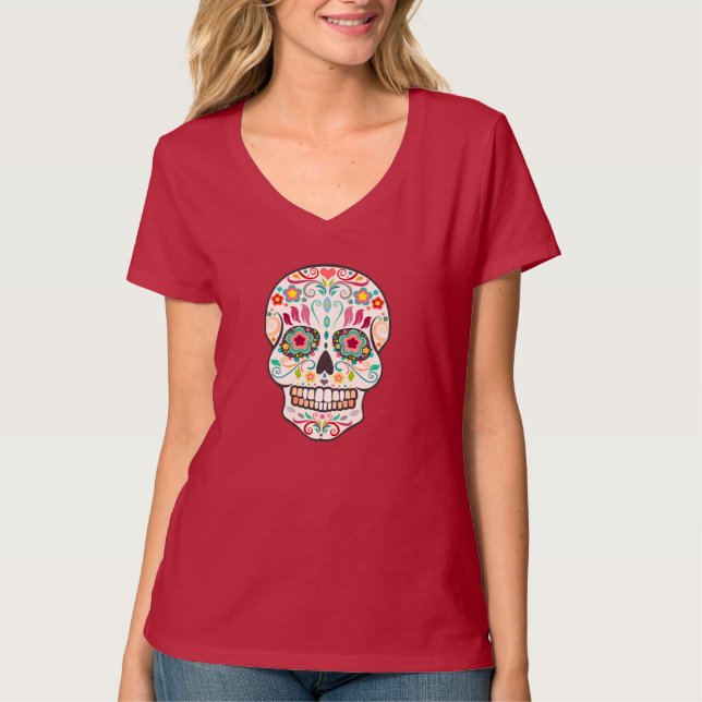 Feliz Muertos - camiseta feliz del cráneo del (Anverso)