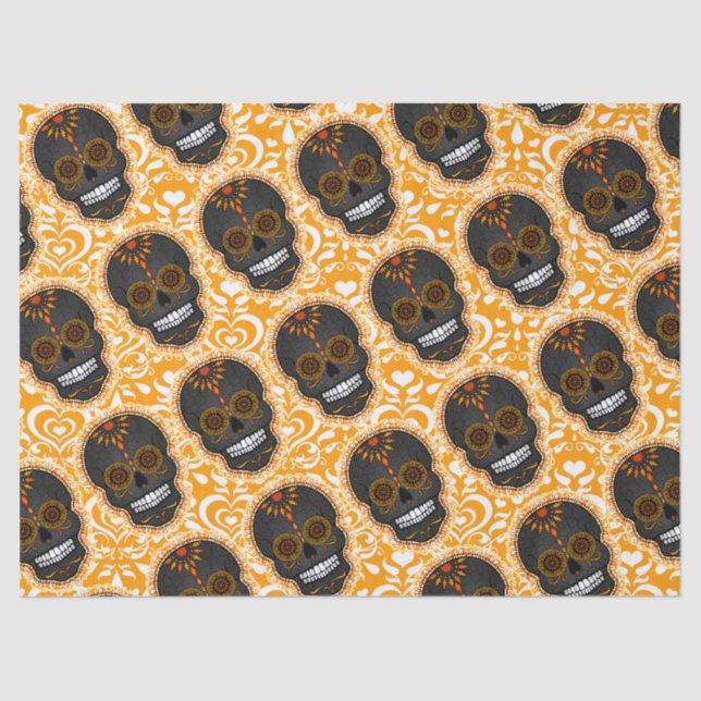 Feliz Muertos - papel seda festivo del cráneo del (Anverso)