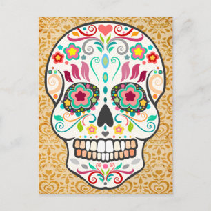 Feliz Muertos - postal feliz del cráneo del azúcar
