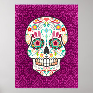 Feliz Muertos - Poster de arte de la Cráneo de Azú