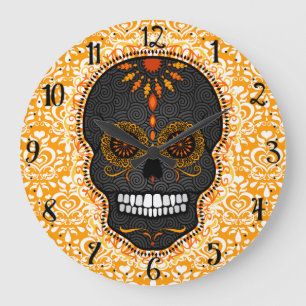 Feliz Muertos - reloj de pared feliz del cráneo