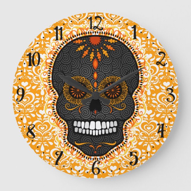 Feliz Muertos - reloj de pared feliz del cráneo (Anverso)