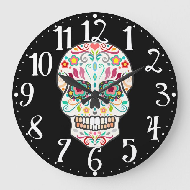 Feliz Muertos - reloj de pared feliz del cráneo (Anverso)