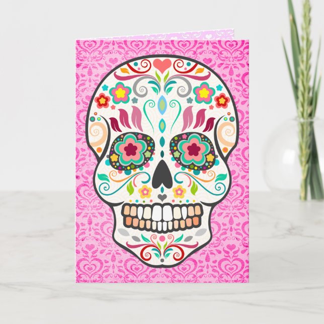 Feliz Muertos - tarjeta de encargo del cráneo (Anverso)