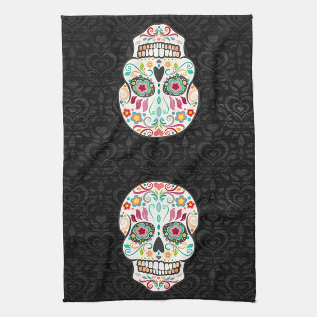 Feliz Muertos - toalla de cocina festiva de los (Vertical)