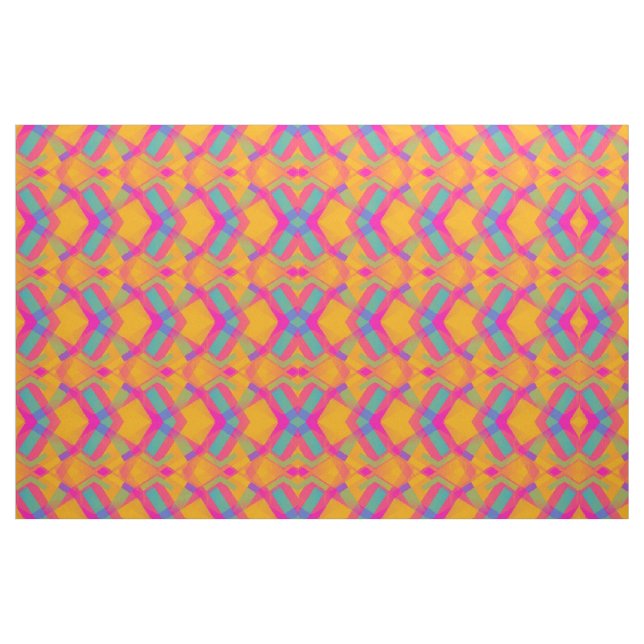 Feliz Naranja azteca Tela de patrón azul rosado ("Cuarto gordo" (fat quarter))