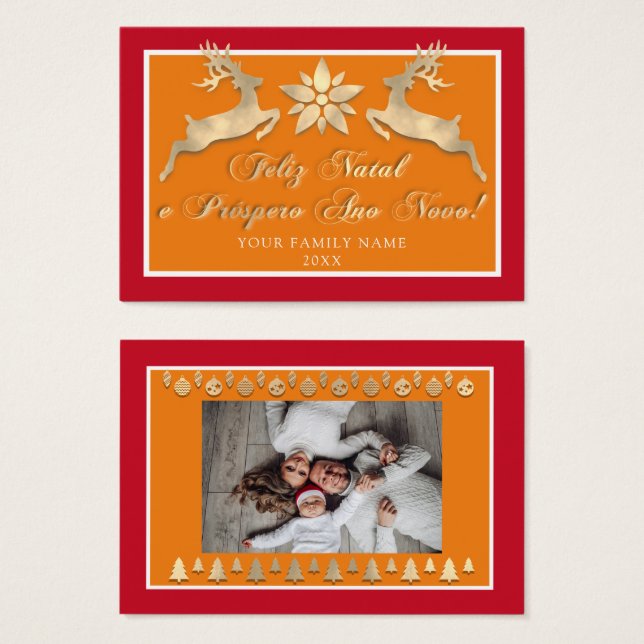 Feliz Natal e um Próspero Ano Novo Gold Red (Anverso y reverso)