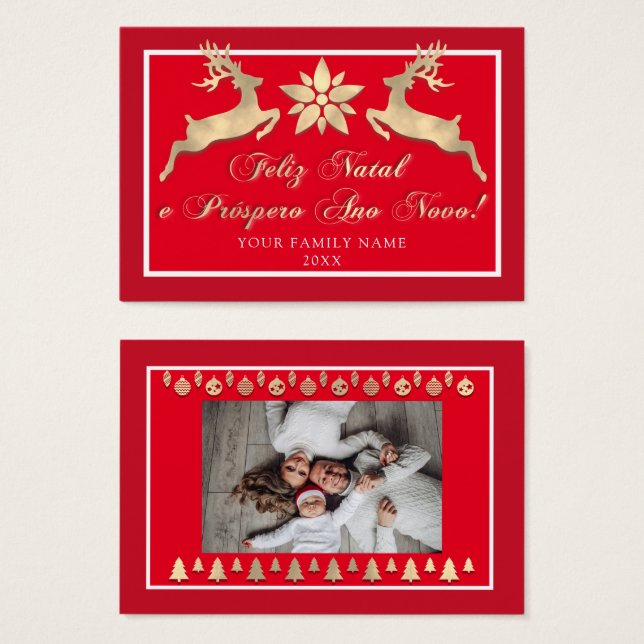 Feliz Natal e um Próspero Ano Novo Rustic Gold (Anverso y reverso)