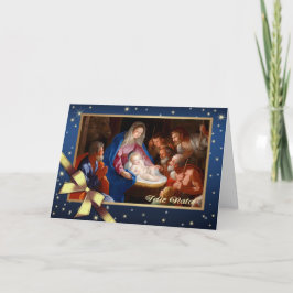 Feliz Natal. Tarjeta de la escena de la natividad 