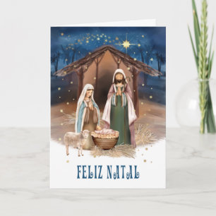 Feliz Natal. Tarjeta de la escena de la natividad