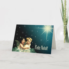 Feliz Natal. Tarjeta de navidades en portugués