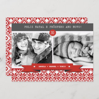 Feliz Natal. Tarjeta fotográfica navideña en portu