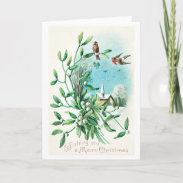 Feliz Navidad (1910) Dos Aves Y Mistletoe