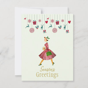 Feliz Navidad 1950 Dama Vintage