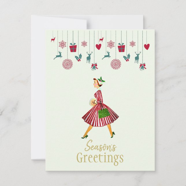 Feliz Navidad 1950 Dama Vintage (Anverso)