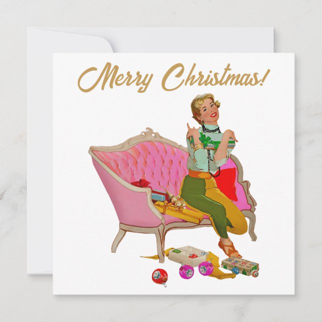 Feliz Navidad 1950 Dama Vintage  (Anverso)