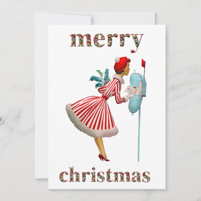 Feliz Navidad 1950 Navidad Vintage Señora  (Anverso)