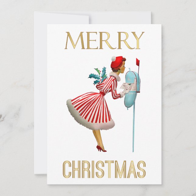 Feliz Navidad 1950 Navidades Vintage Lady (Anverso)