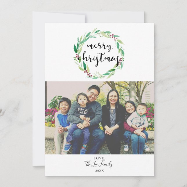 Feliz Navidad 1 foto acuarela Moda de guirnalda (Anverso)