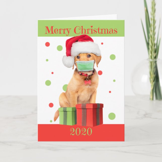 Feliz Navidad 2020, cachorro labrador en máscara d (Anverso)