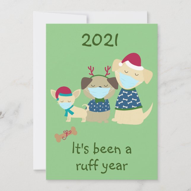 Feliz Navidad 2021 Covid Cute Dogs Ruff año (Anverso)