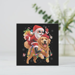 Feliz Navidad 2025 Santa montando Golden Retriever