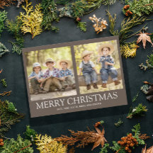 Feliz Navidad 2 Familia Foto Rustic Brown