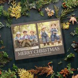 Feliz Navidad 2 Familia Foto Rustic Brown