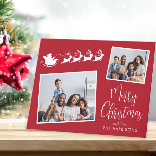 Feliz Navidad 2 Fotos Amigos Sleigh Red