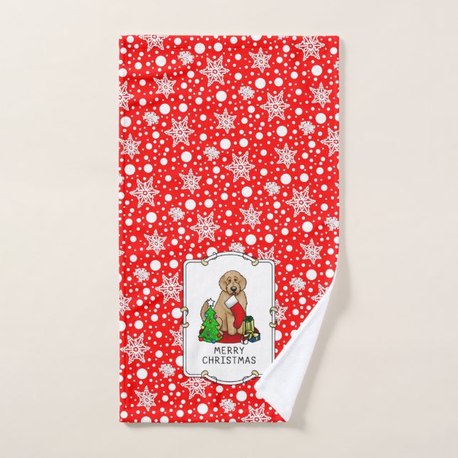 Feliz Navidad 2 Goldendoodle (rojo dorado) Cute (Toalla de mano)