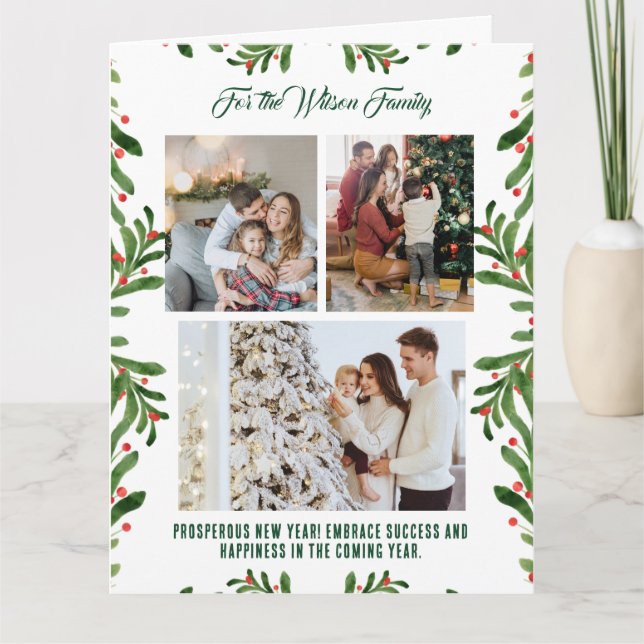 Feliz Navidad 3 Collage de fotos Tarjeta de vacaci (Anverso)