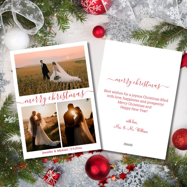 Feliz navidad 3 fotos boda de collage rojo (Subido por el creador)