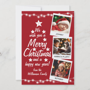 Feliz Navidad 3 Fotos Familia Roja