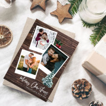 Feliz Navidad 3 Tarjeta Rustica de Foto Instantáne