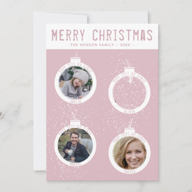 Feliz Navidad 4 bolas Collage de fotos de la famil (Anverso)