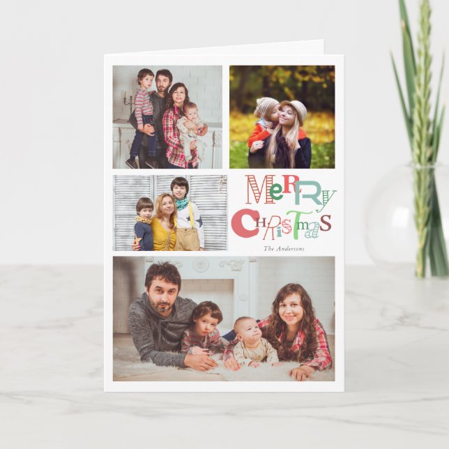 Feliz Navidad 4 Collage de fotos Típografía Cuta (Anverso)