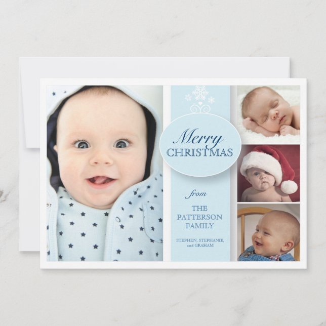 Feliz Navidad 4 Foto en azul (Anverso)