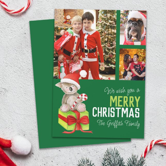 Feliz Navidad 4 foto oso caja de regalo verde (Subido por el creador)
