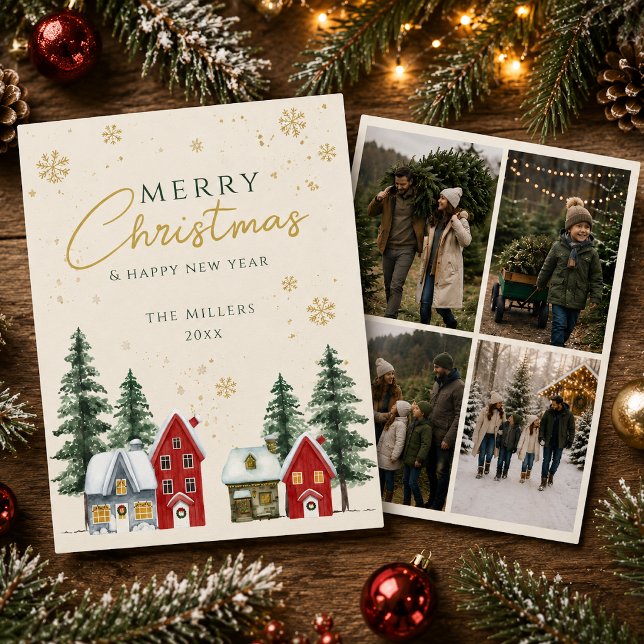 Feliz Navidad 4 Fotos (Merry Christmas 4 Photos Holiday Card)